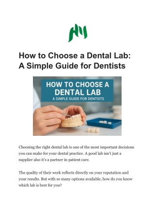 How to Choose a Dental Lab: A Comprehensive Guide for Dentists