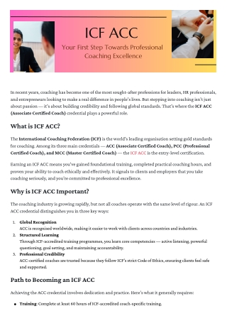 ICF ACC Your First Step Towards Professional Coaching Excellence