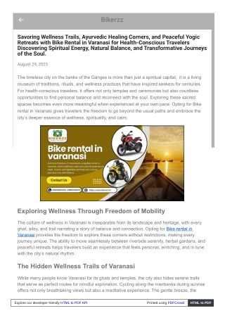 Connect With Spirituality via Bike rental in Varanasi for Soulful Peace