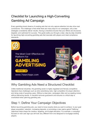 Checklist for Launching a High-Converting Gambling Ad Campaign