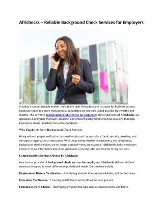 Africhecks: Trusted Background Check Services for Employers