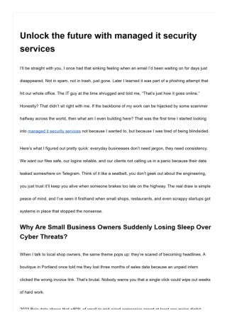 Unlock the future with managed it security services