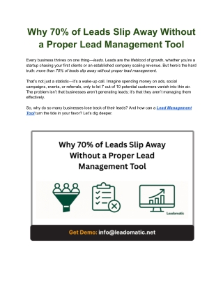 Why 70% of Leads Slip Away Without a Proper Lead Management Tool