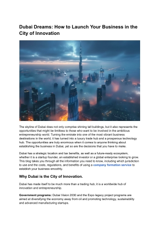 Dubai Dreams How to Launch Your Business in the City of Innovation