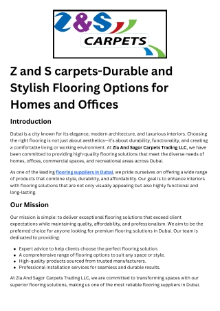 Z and S carpets-Durable and Stylish Flooring Options for Homes and Offices