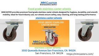 Food grade stainless caster wheels