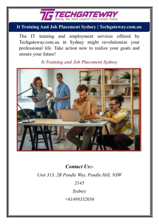 It Training And Job Placement Sydney | Techgateway.com.au