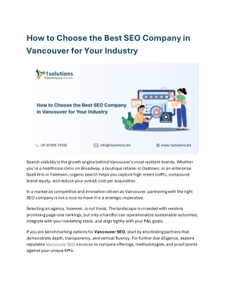 How to Choose the Best SEO Company in Vancouver for Your Industry