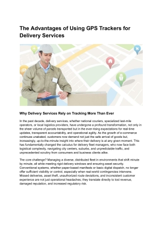 The Advantages of Using GPS Trackers for Delivery Services