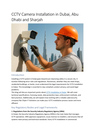 CCTV Camera Installation in Dubai, Abu Dhabi and Sharjah