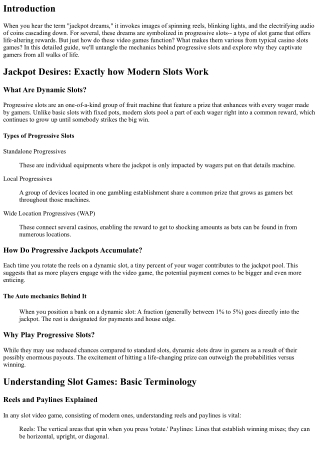 Jackpot Dreams: Just How Dynamic Slots Work