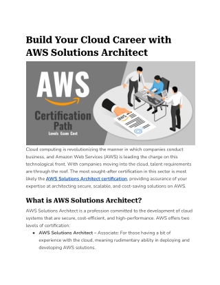 Build Your Cloud Career with AWS Solutions Architect