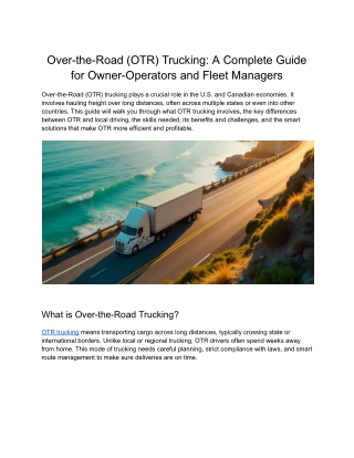Over-the-Road (OTR) Trucking