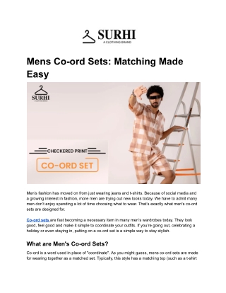 Mens Co-ord Sets_ Matching Made Easy