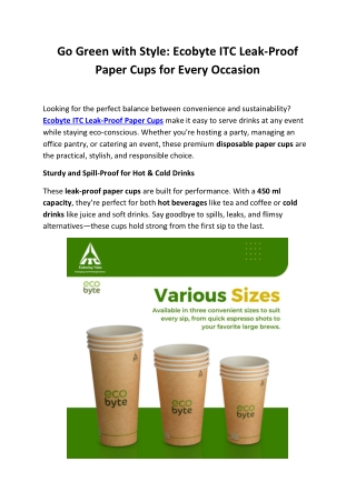 Ecobyte 450ml Leak-Proof Biodegradable Paper Cups – Pack of 50