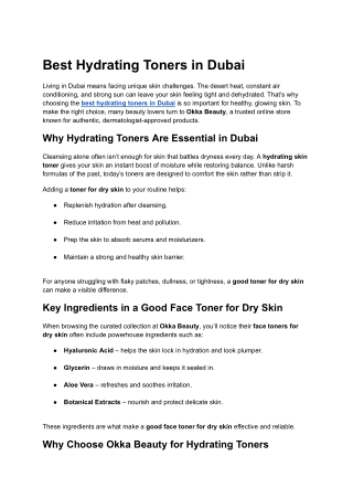 Best Hydrating Toners in Dubai