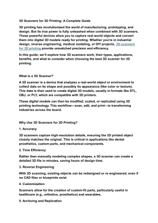 3D Scanners for 3D Printing: A Complete Guide