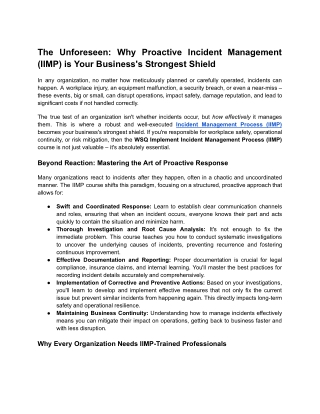 Incident Management Course Singapore | Greensafe