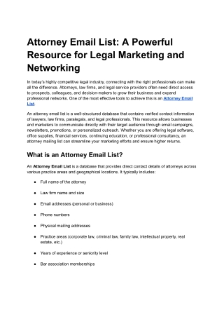Attorney Email List: A Powerful Resource for Legal Marketing and Networking