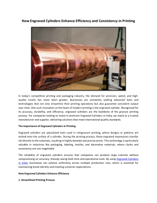 How Engraved Cylinders Enhance Efficiency and Consistency in Printing