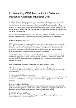 _Implementing CRM Automation for Sales and Marketing Alignment (HubSpot CRM)