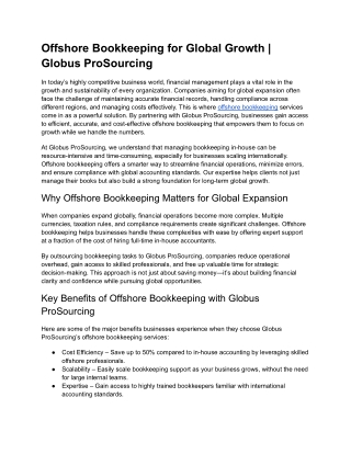 Offshore Bookkeeping for Global Growth