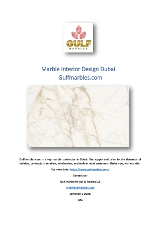 Marble Interior Design Dubai | Gulfmarbles.com