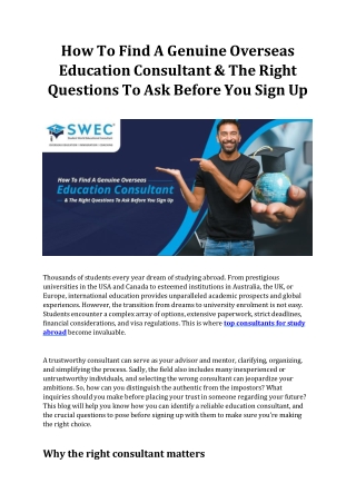 How To Find A Genuine Overseas Education Consultant and The Right Questions To Ask Before You Sign Up