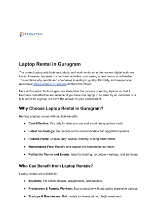 Laptop Rental in Gurugram