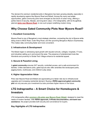 Gated Community Plots in Bidadi