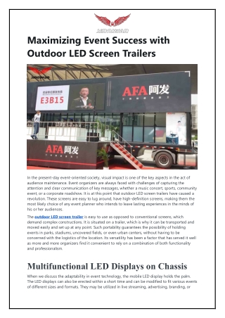 Maximizing Event Success with Outdoor LED Screen Trailers