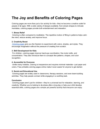 The Joy and Benefits of Coloring Pages (1)