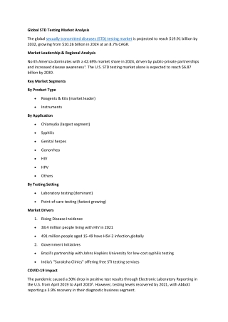 Sexually Transmitted Diseases Testing Market Size & Share