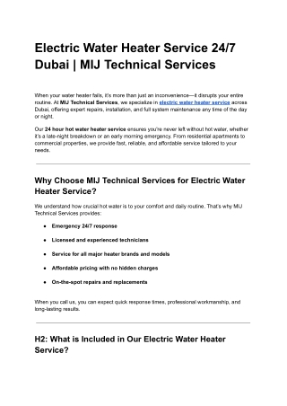 Electric Water Heater Service 24_7 Dubai _ MIJ Technical Services