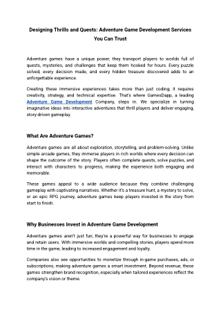 Designing Thrills and Quests_ Adventure Game Development Services You Can Trust