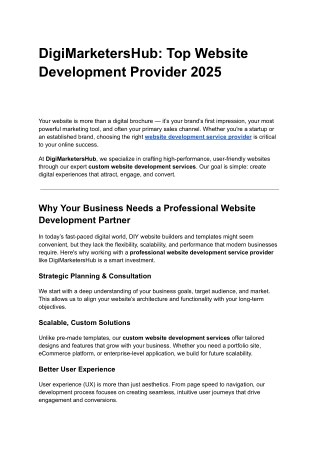 DigiMarketersHub_ Top Website Development Provider 2025