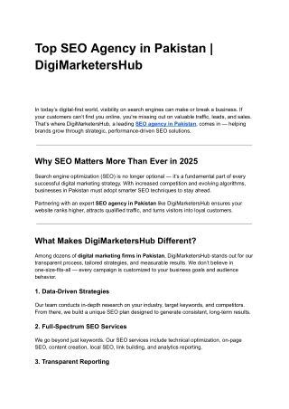 Top SEO Agency in Pakistan _ DigiMarketersHub