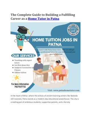 The Complete Guide to Building a Fulfilling Career as a Home Tutor in Patna