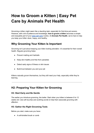 How to Groom a Kitten _ Easy Pet Care by Animals Pet Health