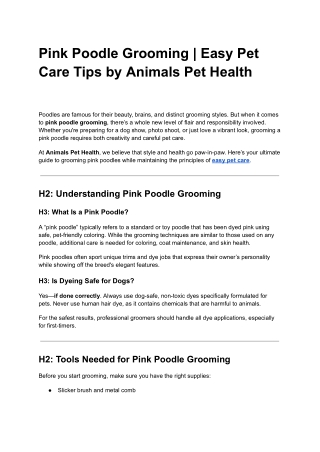 Pink Poodle Grooming _ Easy Pet Care Tips by Animals Pet Health