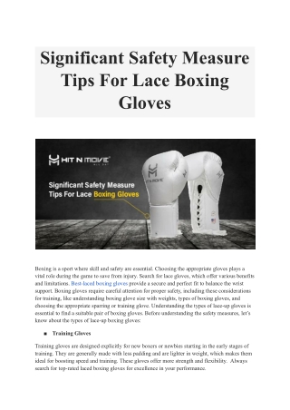 Significant Safety Measure Tips For Lace Boxing Gloves