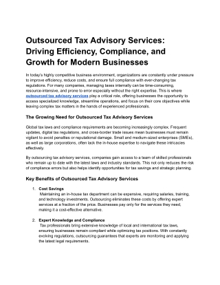 Outsourced Tax Advisory Services