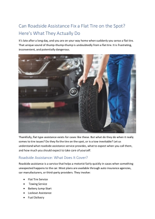 Can Roadside Assistance Fix a Flat Tire on the Spot