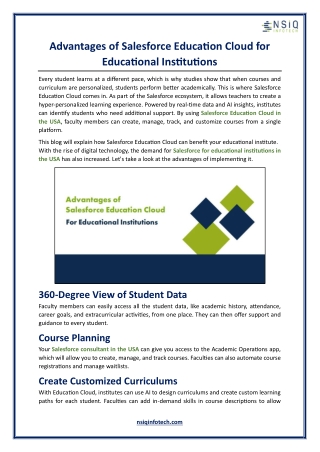Advantages of Salesforce Education Cloud for Educational Institutions