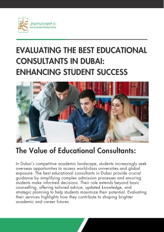 Evaluating the Best Educational Consultants in Dubai Enhancing Student Success