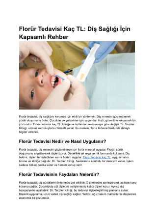 Florür Tedavisi Kaç TL_ Diş Sağlığı İçin Kapsamlı Rehber