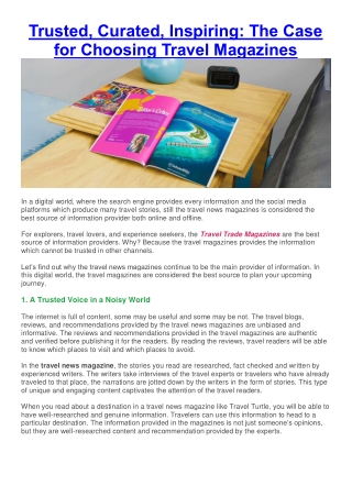Trusted, Curated, Inspiring The Case for Choosing Travel Magazines