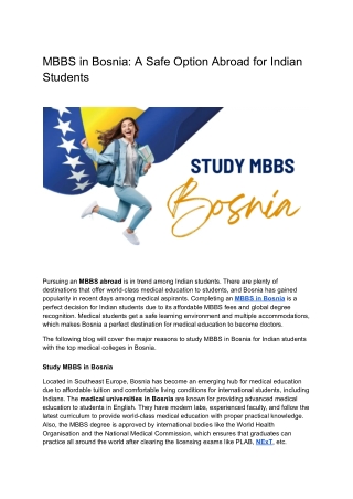 MBBS in Bosnia_ A Safe Option Abroad for Indian Students