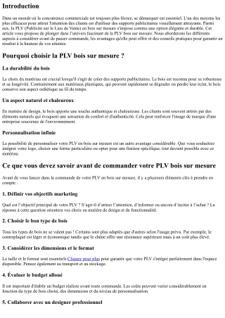 Ce que vous devez savoir avant de commander votre PLV bois sur mesure