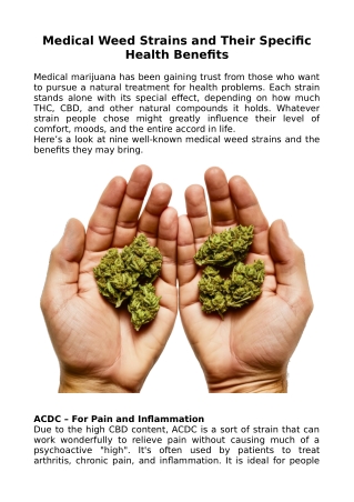 Medical Weed Strains and Their Specific Health Benefits